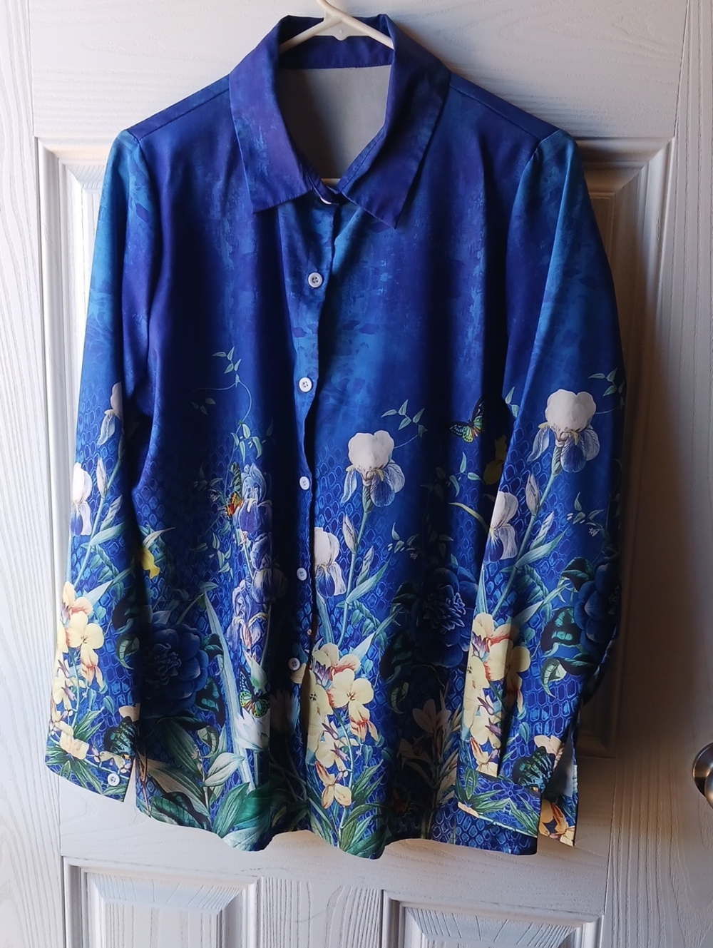 Blue Floral Button-Up Shirt
